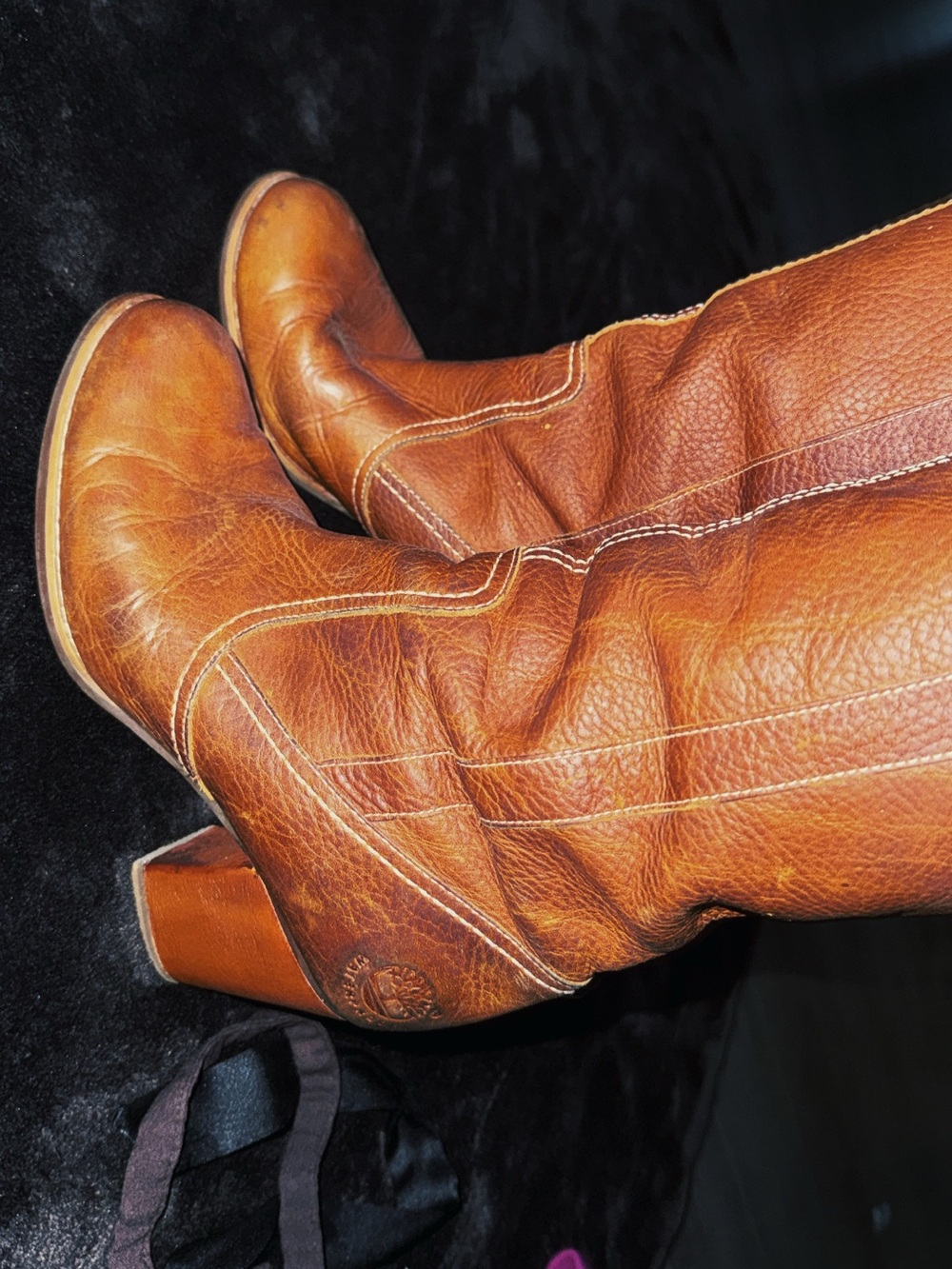 Timberland Tall Leather Boots in Cognac
